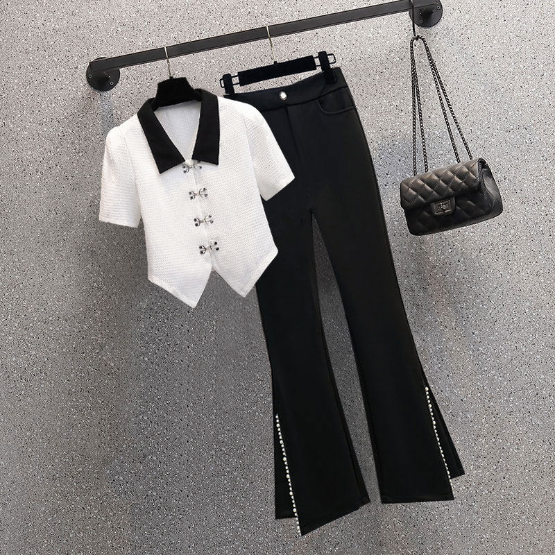 2022년 새 여름 한국판 살을 덮는 슬림한 여성용 탑 트렌디한 연령 감소 패셔너블한 바지 여성용 투피스 수트
