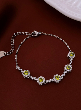 锆石圆形手链轻奢小清新气质爱心手环高级感简约小众精致百搭手饰