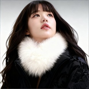 毛毛围巾仿皮草白色毛绒围脖毛领韩系氛围感2025新款轻奢高级感女