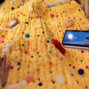 毛毯编织手工diy芝士黄毯子材料包冬季午睡沙发盖毯送女朋友礼物