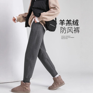 慵懒百搭休闲裤 时尚 保暖2025新款 羊羔绒加绒加厚高腰外穿弹力冬季