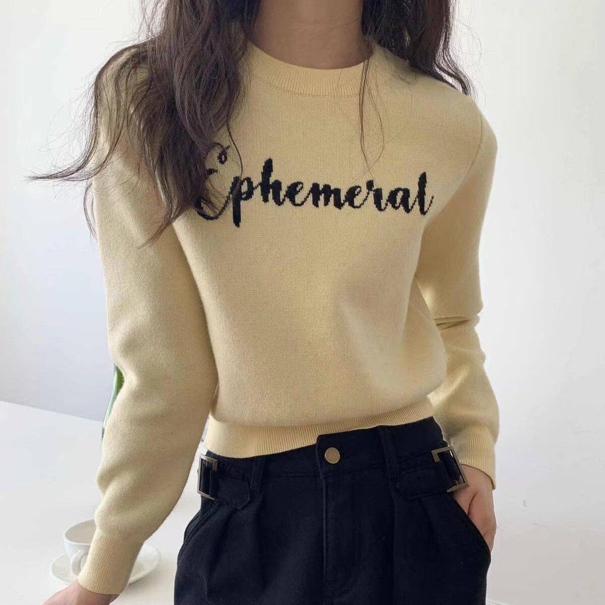 复古字母提花毛衣女秋冬