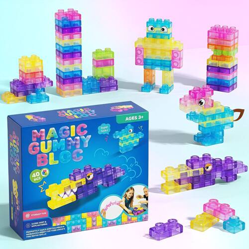 2026爆款Squishy Jelly Building Blocks解压果冻积木块解压玩具