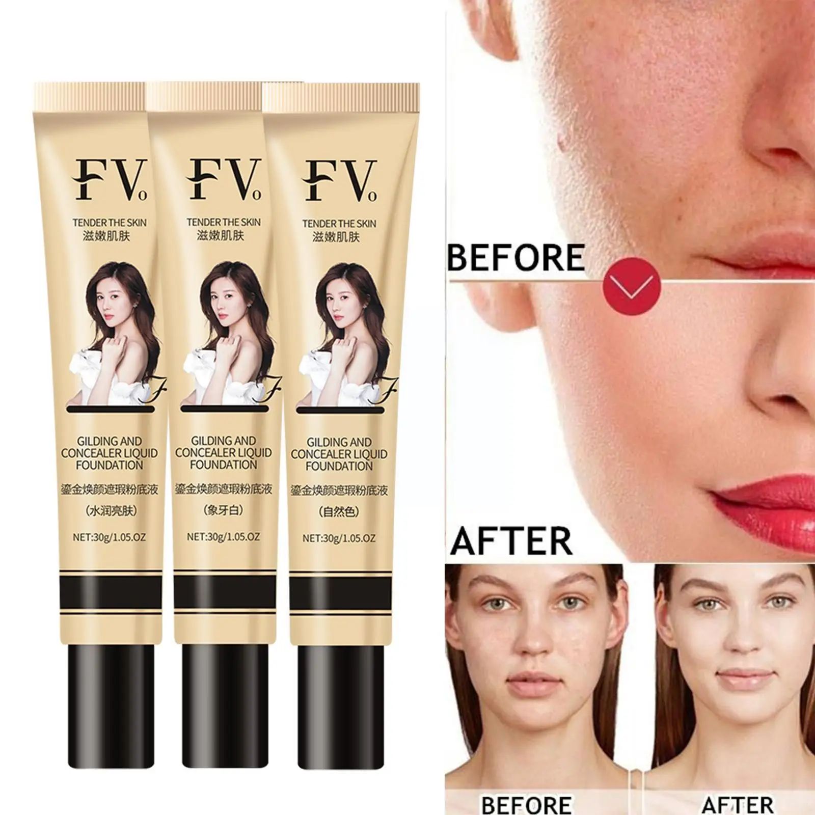 Fv Foundation Gilded Base Liquid Cream Face Coverage Oil-con