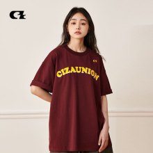 ciza短袖t恤男女生夏季青少年情侣美式复古潮牌圆领纯棉宽松半袖