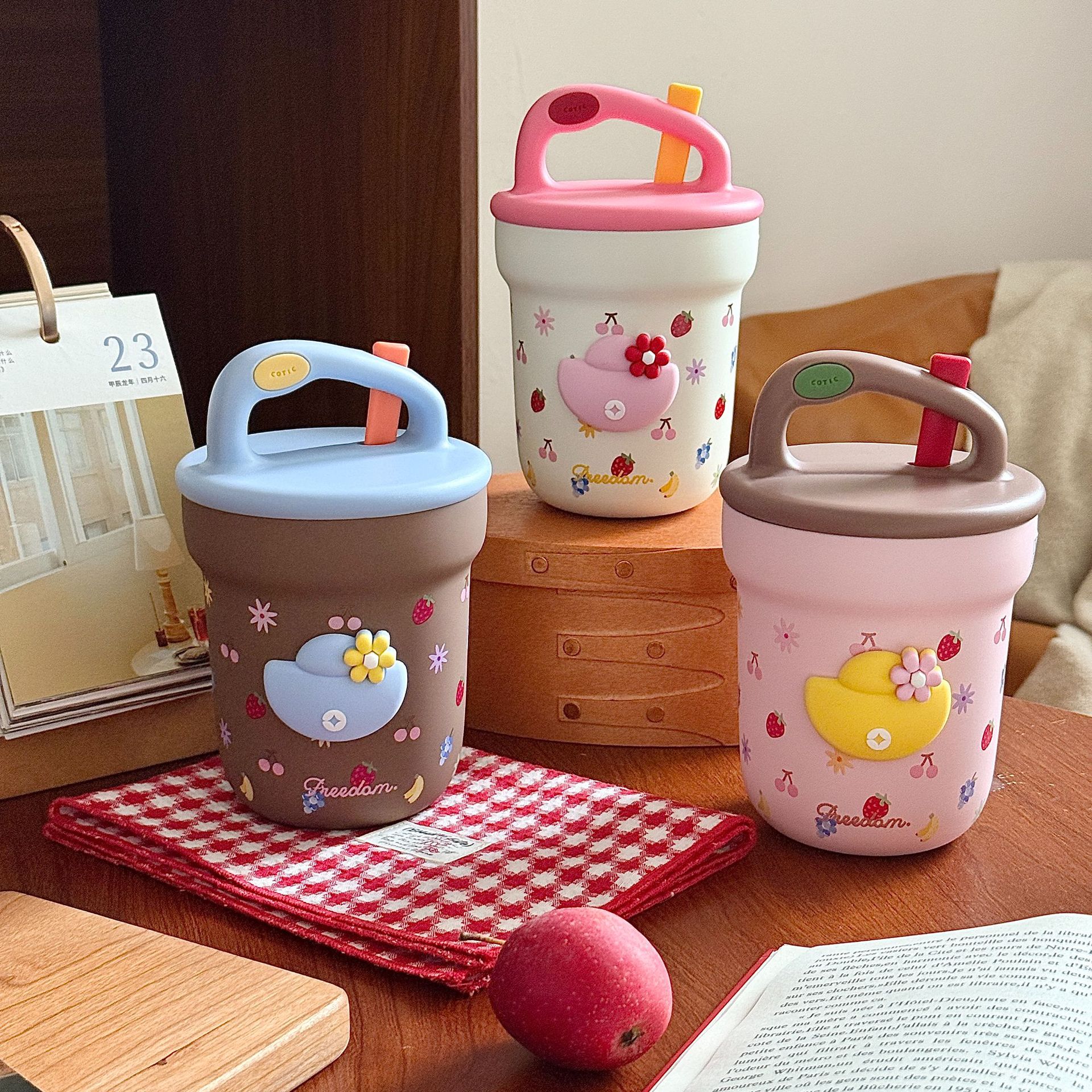 日本品质高颜值水果早餐杯迷你316不锈钢保温杯儿童户外卡通便携