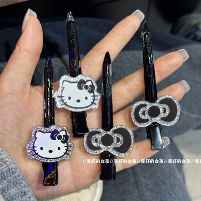 银黑色细闪Kitty卡通发夹