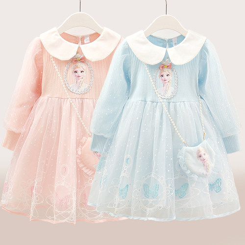 女童秋冬艾莎公主礼服连衣裙