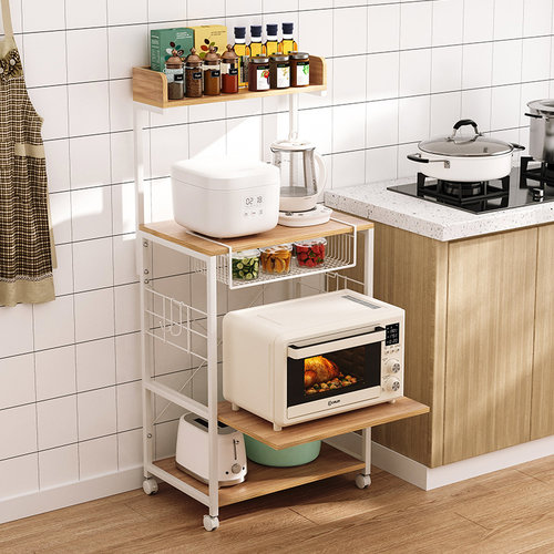可移动厨房置物架多层面包机电饭锅置物架烤箱微波炉多功能收纳层
