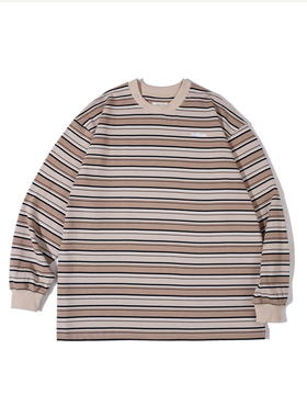 rodless重磅320g刺绣条纹长袖T恤宽松秋季百搭国潮情侣款