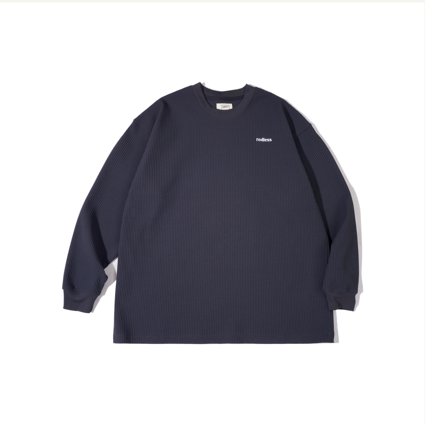 rodless重磅200g免烫华夫格打底长袖T恤宽松秋季百搭国潮情侣款