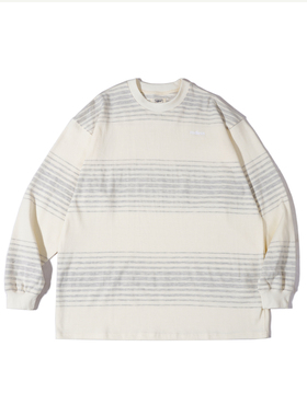 rodless重磅320g刺绣条纹长袖T恤宽松秋季百搭国潮情侣款