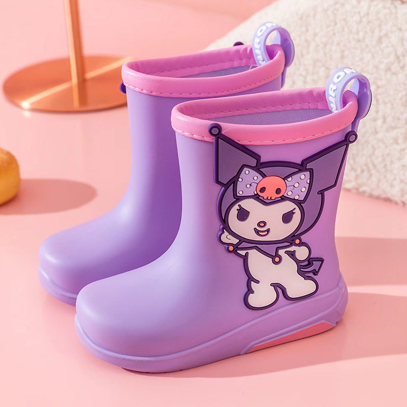 儿童雨鞋女童幼儿园防滑防水小孩短筒卡通库洛米宝宝雨靴四季塑胶图片