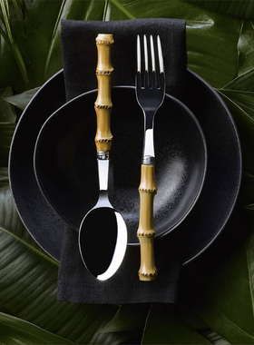 法国Sabre Paris竹柄高级不锈钢西餐餐具牛排刀叉勺子家用全套装