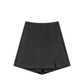 加厚毛呢短裙裤 女秋冬新款 显瘦复古阔腿靴裤 大码 气质休闲a字裤 裙