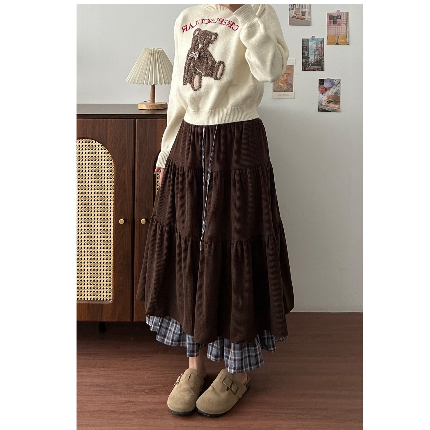 大码胖mm日系灯芯绒半身裙女秋冬