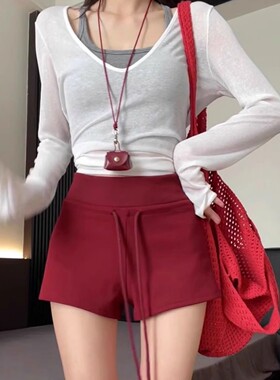 紧身包臀热裤直筒阔腿显瘦睡裤