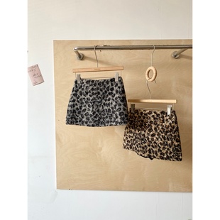 复古豹纹仿羊羔毛半身裙女冬季 欧美风高腰百搭减龄通勤包臀短裙