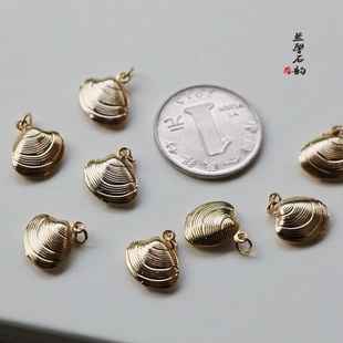 14K包金保色珍珠蚌贝壳吊坠手链耳环自制diy手工饰品配件材料