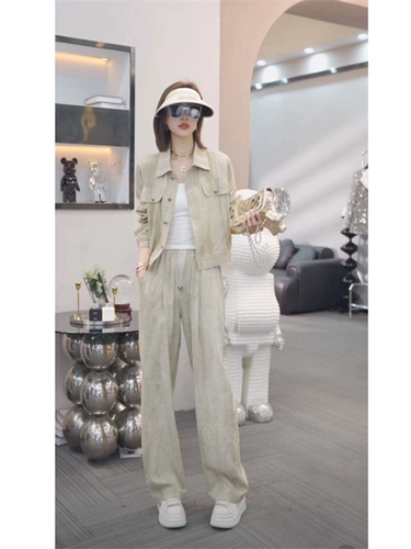 Летний комплект для отдыха, модная куртка, штаны, защита от солнца, высокая талия, свободный прямой крой