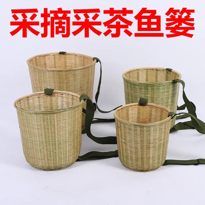 竹编背篓买菜背箩竹筐采摘茶舞蹈