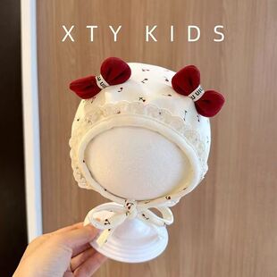 洋气小公主帽婴儿帽子春秋款甜美护囟门胎帽小樱桃女宝宝宫廷护耳