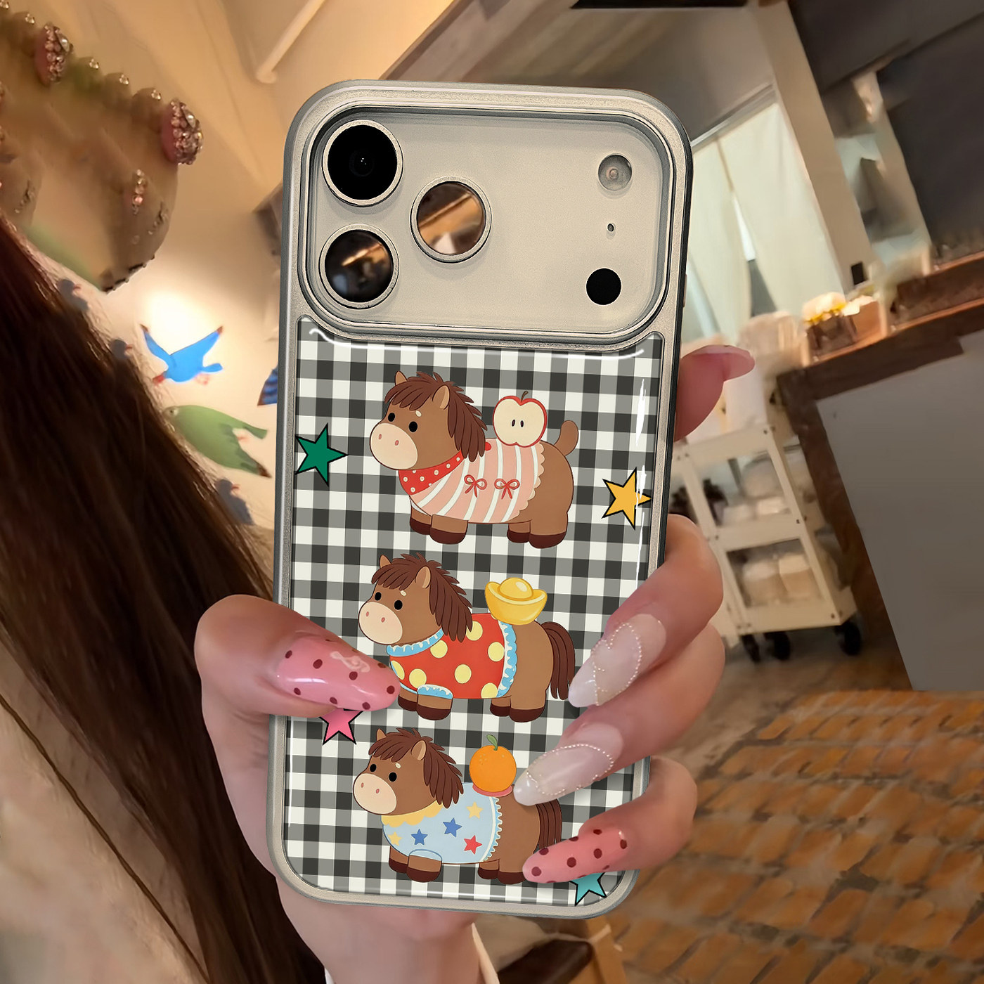 适用iphone16promax手机壳17pro少女ins黑白格纹小马苹果17promax全包15promax新款14pro防摔13卡通12保护套,3C数码配件,手机保护套/壳,淘宝优惠券,粉丝福利购,淘宝优惠卷