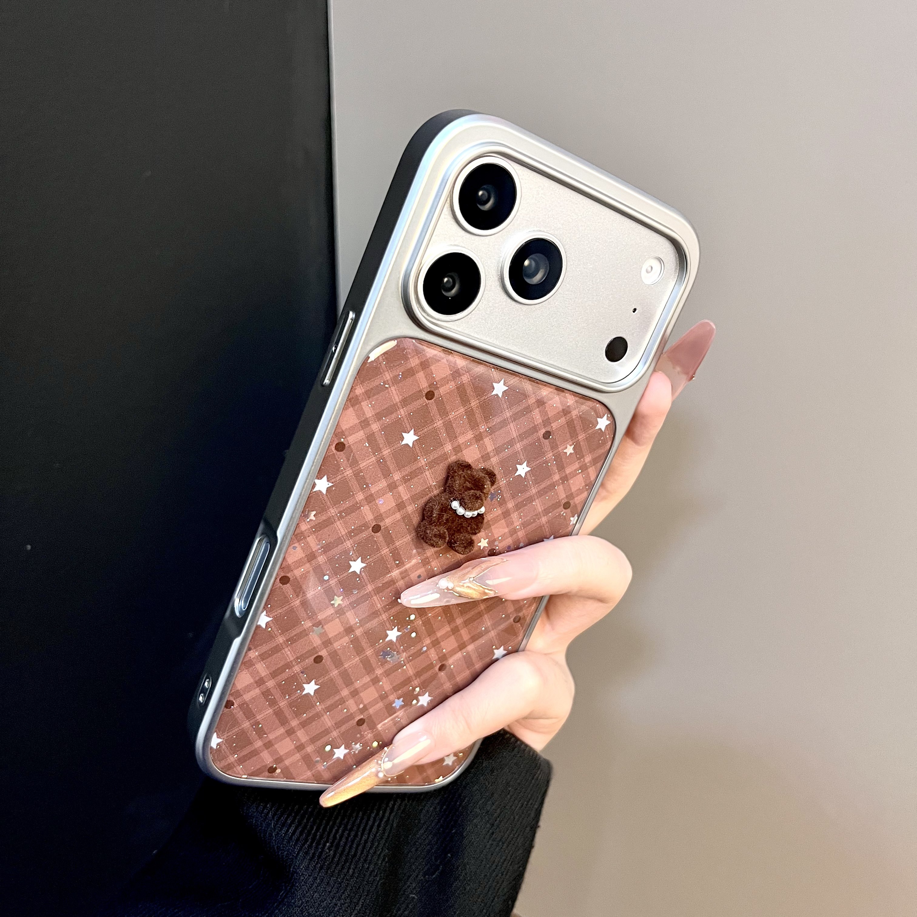 韩系ins风简约格子小熊苹果iPhone17手机壳16promax小众原创高级感15plus秋冬新款13银框亮面新款14pro带挂绳,3C数码配件,手机保护套/壳,淘宝优惠券,粉丝福利购,淘宝优惠卷