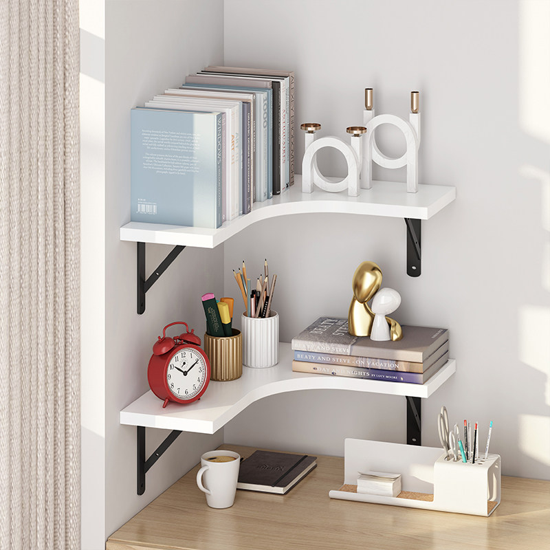 墙上悬空书架客厅小尺寸扇形墙角转角置物架花架挂墙拐角搁板承重