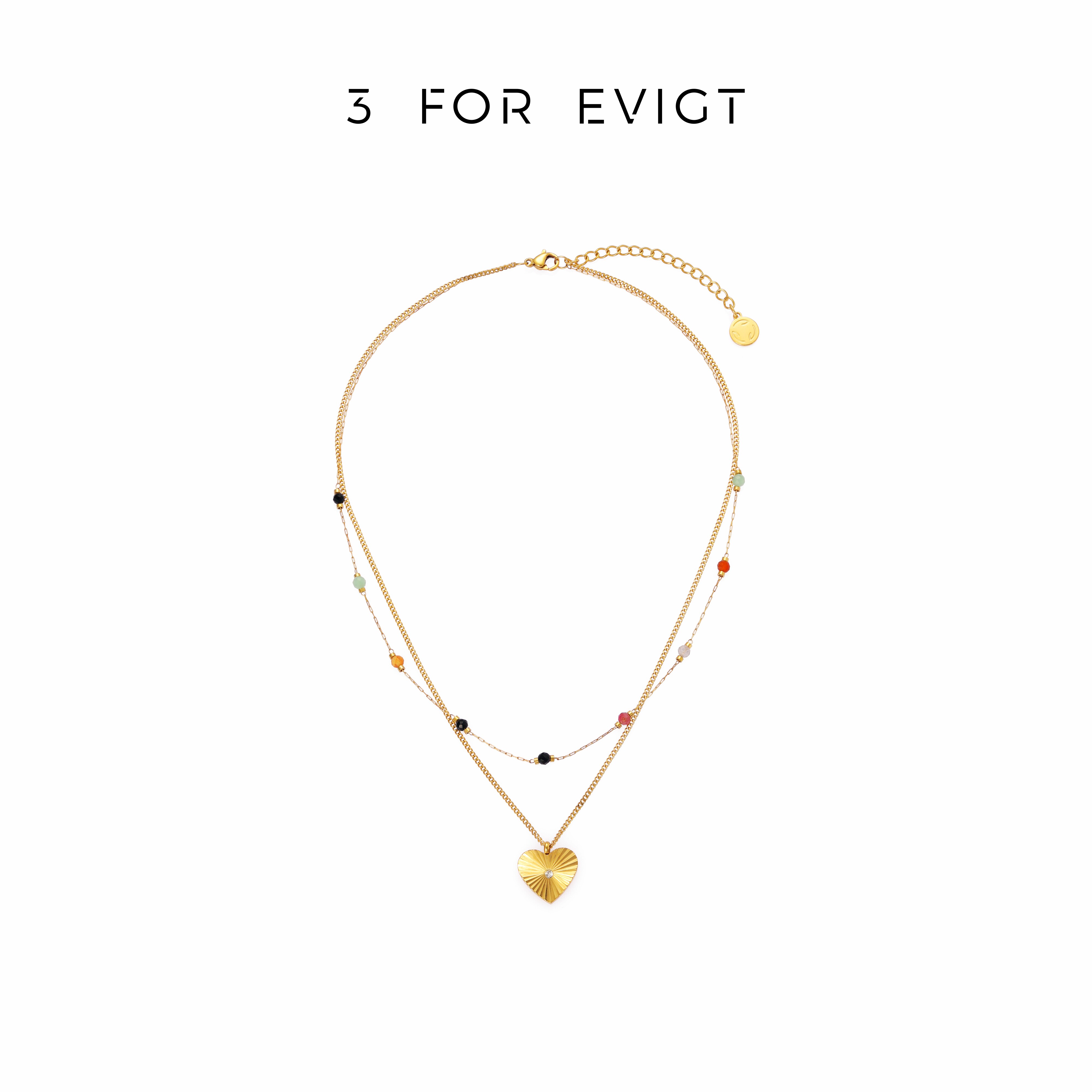 3 for evigt镀18K金心动爱心项链双层链预售