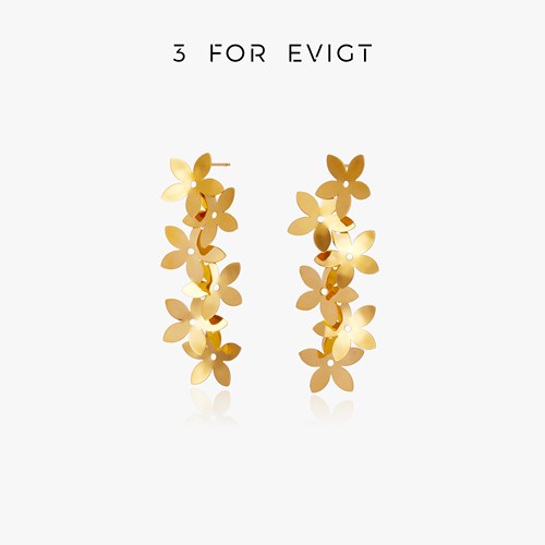3 for evigt镀18K金繁花系列花束耳环立体花朵流苏耳环