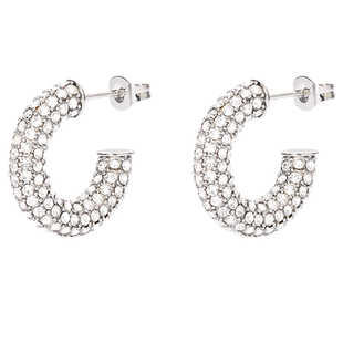 3 for evigt镀18K金若伊系列耳环刚柔并济华丽水晶镶嵌素圈耳环