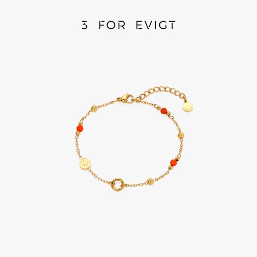 3 for evigt镀18K金星光系列星愿手链红玛瑙新年本命年新中式礼物