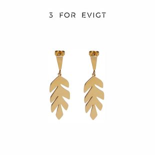 3 for evigt叶脉系列耳环 简约独特个性全新金色女式