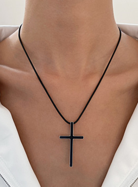 Cross Border Retro Cross Men Women Black Necklace 十字架项炼