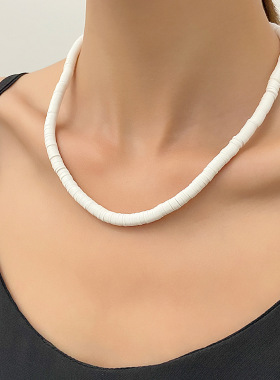 Boho cross-border men's Soft pottery necklace female软陶项炼