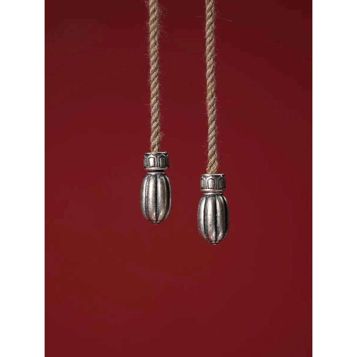 文玩纯银925南瓜珠弟子珠柏香星月菩提根椰蒂佛珠手串配饰银配件