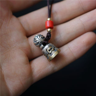 新款S925银藏式复古文玩隔珠印章迷你吊坠特色民族风藏式吊坠挂件