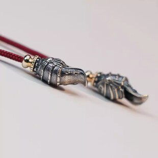 精工925银象鼻神金刚杵弟子珠配饰文玩108手串弟子珠收尾小配饰