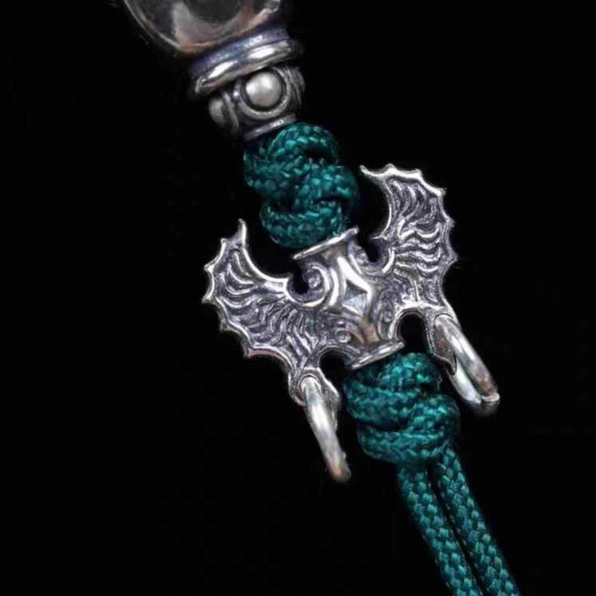 s925银西藏藏式纯银背云大鹏鸟元素项链佛珠念珠个性复古文玩配饰