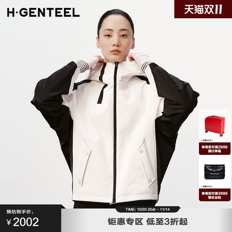 运动风格 拼接设计 立体连帽