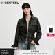 H·GENTEEL荷高2025新女荔枝甩纹皮小翻领外套 气系列 小 皮