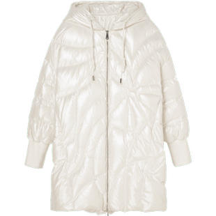 H·GENTEEL荷高新款秋冬装女绗缝珠光质感宽松廓形白鹅绒羽绒服