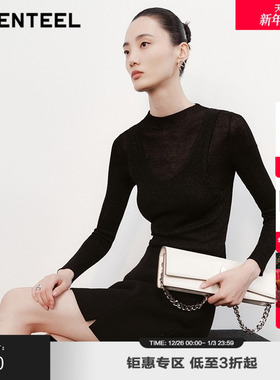 H·GENTEEL荷高新款冬装女细闪微透感两件套针织衫GUE44650618