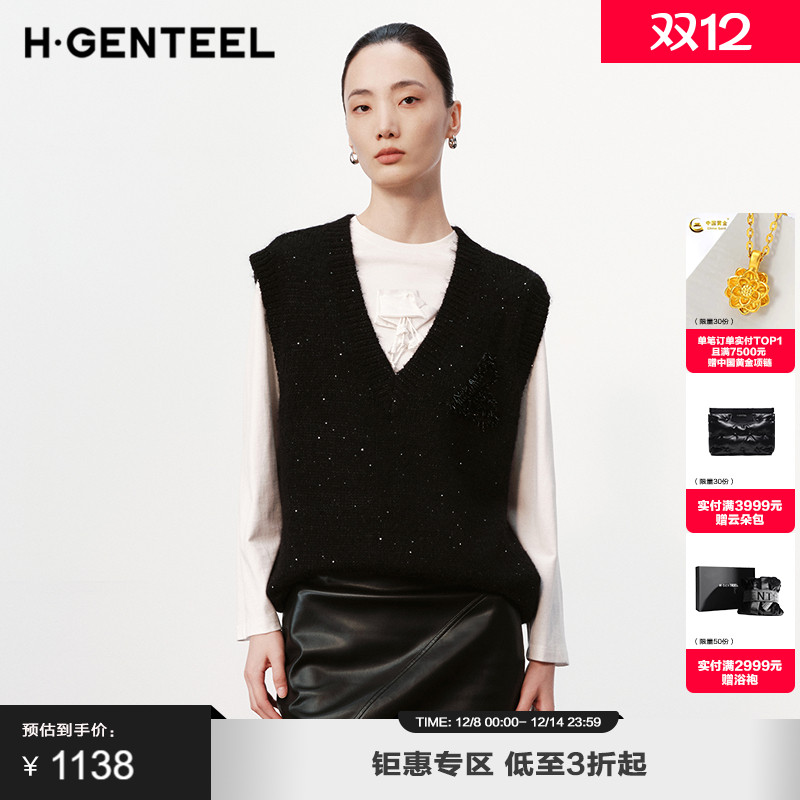 显瘦V领 钉珠亮片 宽松版型