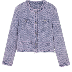 H·GENTEEL荷高新款春装女字母提花牛仔香边碰撞简洁外套