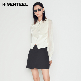 上衣GVE31619813 H·GENTEEL荷高新款 秋装 女盘扣装 饰立领新中式