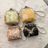 中国风复古随身锦缎棉布搭扣中式 零钱包迷你口金包手工送礼物刺绣