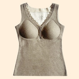 蕾丝无痕咖色/羊毛贴片款背心