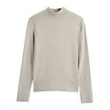 季螺纹德绒加厚半高领长袖t恤女士内搭打底衫显瘦中领t恤上衣，女装T恤，搜酷衣阁